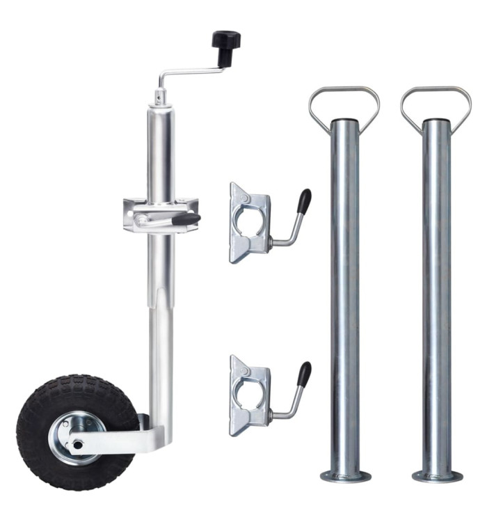 Roue jockey 48 mm avec 2 tubes de support et 3 pinces fendues | Mobilier & Déco