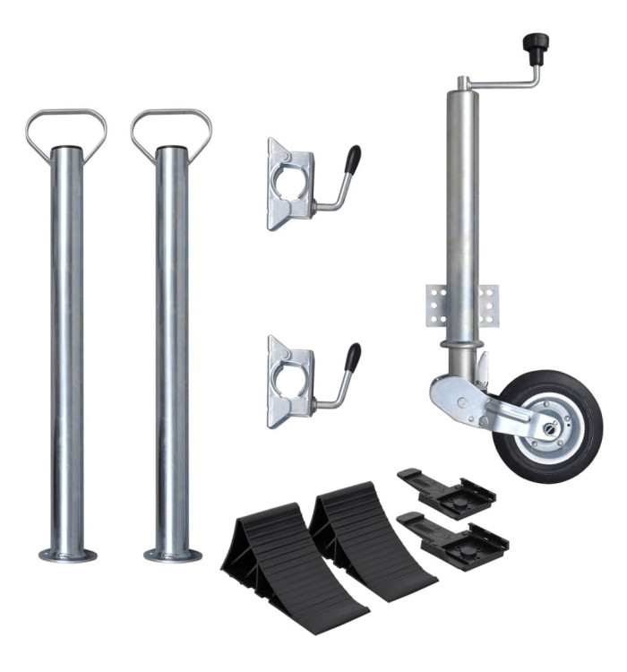 Roue cric de remorque 60 mm 2 tubes de support 2 pinces fendues | Mobilier & Déco