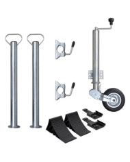 Roue cric de remorque 60 mm 2 tubes de support 2 pinces fendues | Mobilier & Déco
