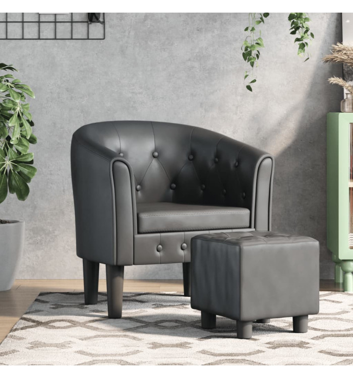 Chaise cabriolet avec repose-pied gris similicuir | Mobilier & Déco