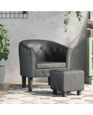 Chaise cabriolet avec repose-pied gris similicuir | Mobilier & Déco