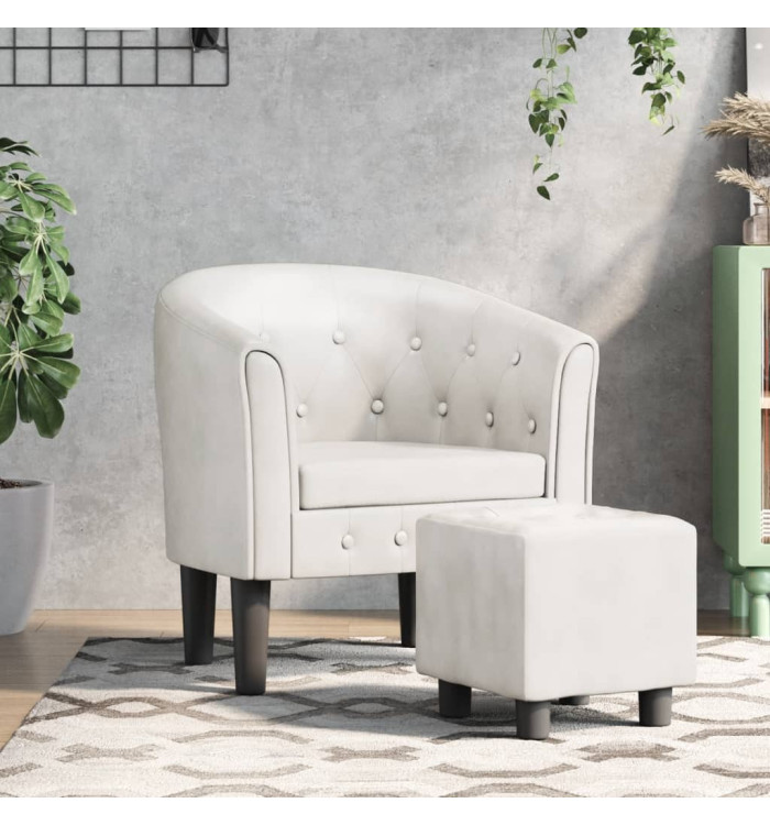 Chaise cabriolet avec repose-pied blanc similicuir | Mobilier & Déco