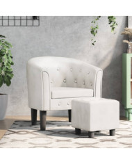 Chaise cabriolet avec repose-pied blanc similicuir | Mobilier & Déco