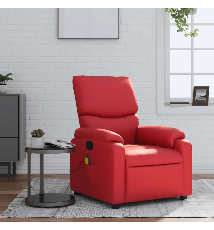 Fauteuil de massage inclinable rouge similicuir | Mobilier & Déco