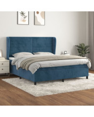 Sommier à lattes de lit et matelas Bleu foncé 160x200cm Velours | Mobilier & Déco