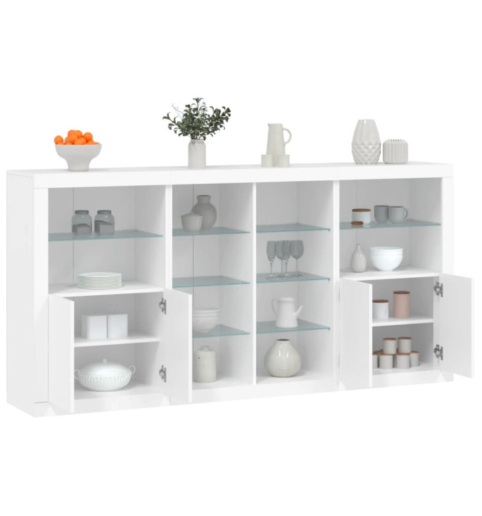 Buffet avec lumières LED blanc 202x37x100 cm | Mobilier & Déco
