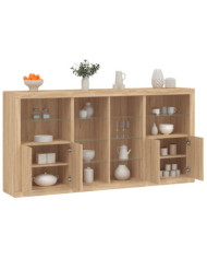 Buffet avec lumières LED chêne sonoma 202x37x100 cm | Mobilier & Déco