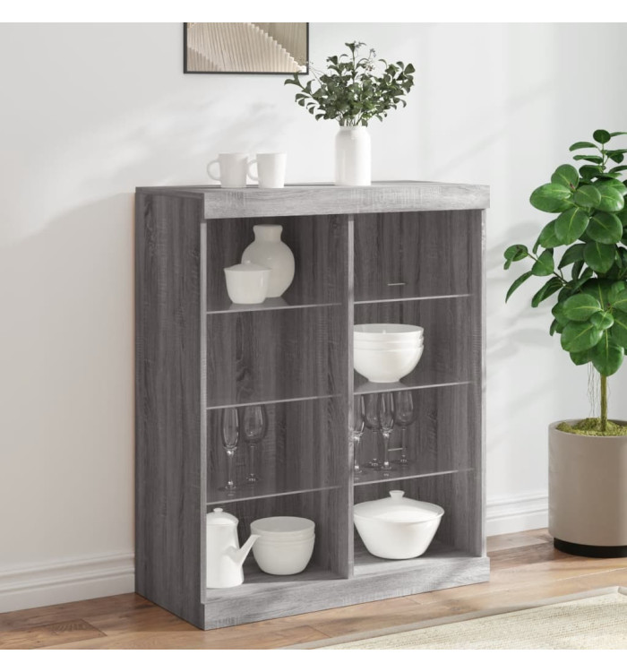 Buffet avec lumières LED sonoma gris 81x37x100 cm | Mobilier & Déco
