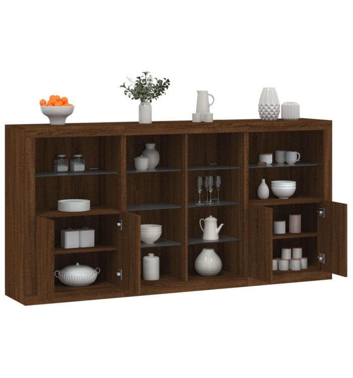 Buffet avec lumières LED chêne marron 202x37x100 cm | Mobilier & Déco
