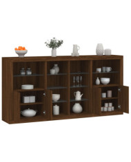 Buffet avec lumières LED chêne marron 202x37x100 cm | Mobilier & Déco