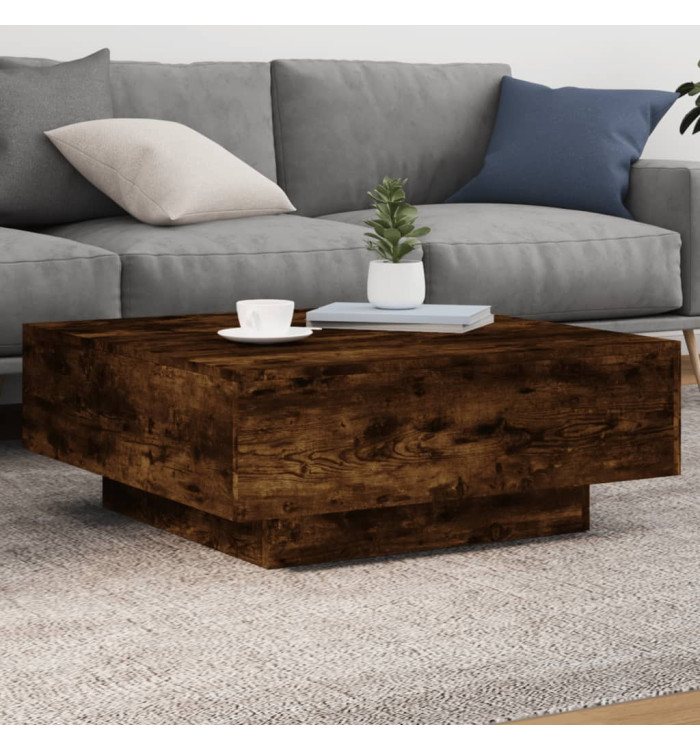 Table basse chêne fumé 80x80x31 cm bois d'ingénierie | Mobilier & Déco