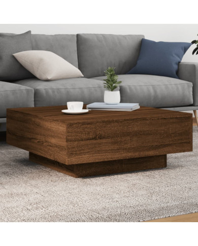 Table basse chêne marron 80x80x31 cm bois d'ingénierie | Mobilier & Déco
