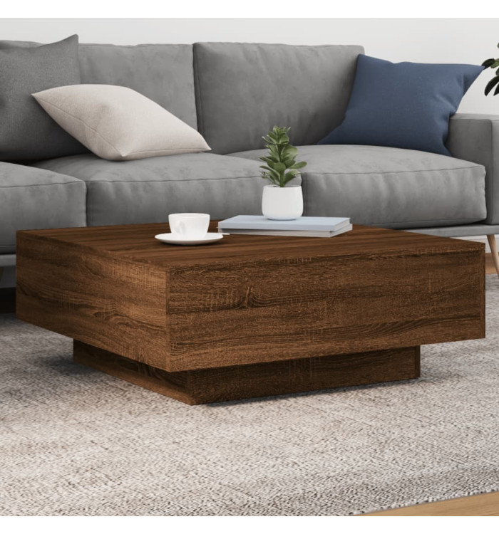 Table basse chêne marron 80x80x31 cm bois d'ingénierie | Mobilier & Déco