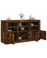 Buffet avec lumières LED chêne fumé 123x37x67 cm | Mobilier & Déco
