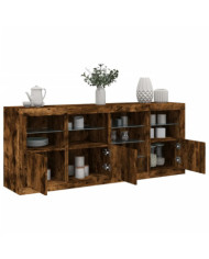 Buffet avec lumières LED chêne fumé 164x37x67 cm | Mobilier & Déco