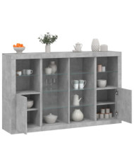 Buffets avec lumières LED 3 pcs gris béton bois d'ingénierie | Mobilier & Déco