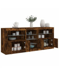 Buffet avec lumières LED chêne fumé 181,5x37x67 cm | Mobilier & Déco