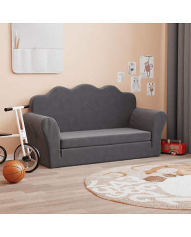 Canapé-lit pour enfants 2 places anthracite peluche douce | Mobilier & Déco