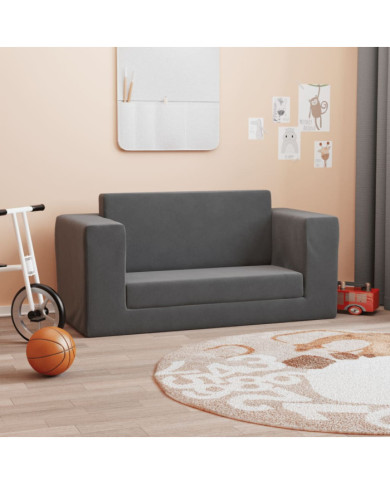 Canapé-lit pour enfants 2 places anthracite peluche douce | Mobilier & Déco