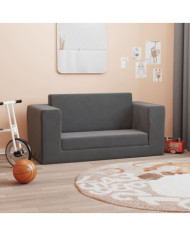 Canapé-lit pour enfants 2 places anthracite peluche douce | Mobilier & Déco