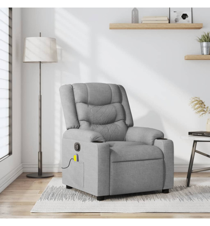 Fauteuil de massage inclinable Gris clair Tissu | Mobilier & Déco