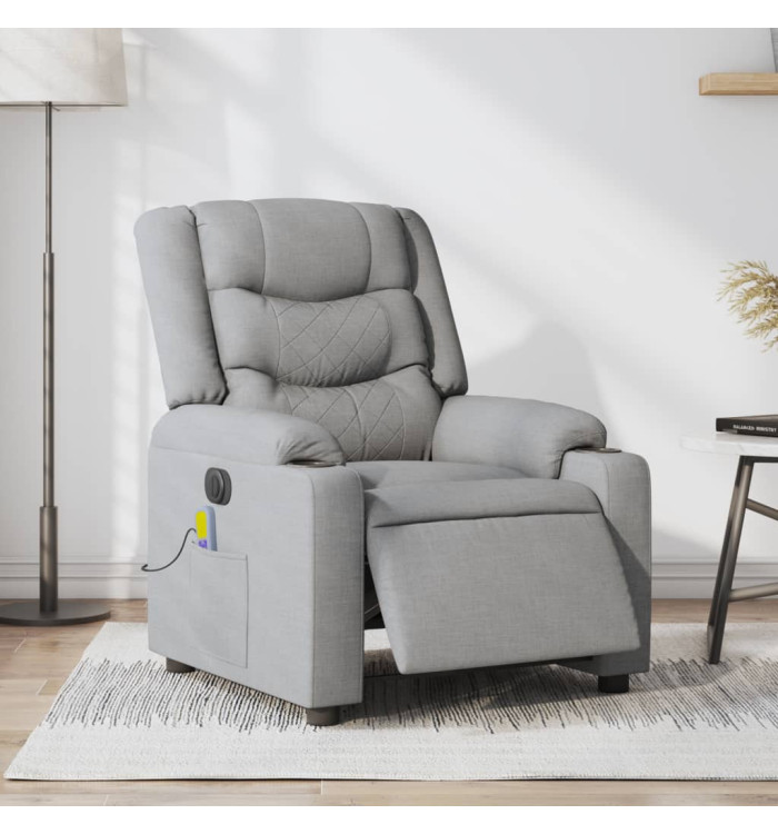 Fauteuil de massage inclinable électrique gris clair tissu | Mobilier & Déco