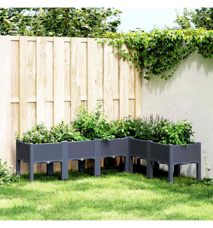 Jardinière avec pieds bleu gris 160x120x42 cm PP | Mobilier & Déco