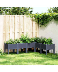 Jardinière avec pieds bleu gris 160x120x42 cm PP | Mobilier & Déco
