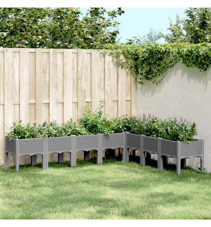 Jardinière avec pieds gris clair 200x160x42 cm PP | Mobilier & Déco