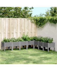 Jardinière avec pieds gris clair 200x160x42 cm PP | Mobilier & Déco