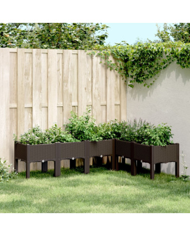 Jardinière avec pieds marron 160x120x42 cm PP | Mobilier & Déco