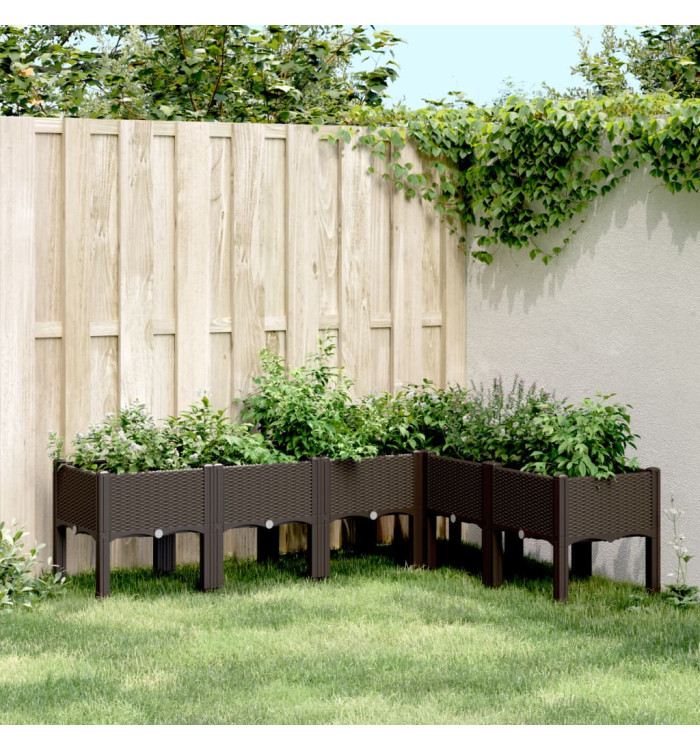 Jardinière avec pieds marron 160x120x42 cm PP | Mobilier & Déco