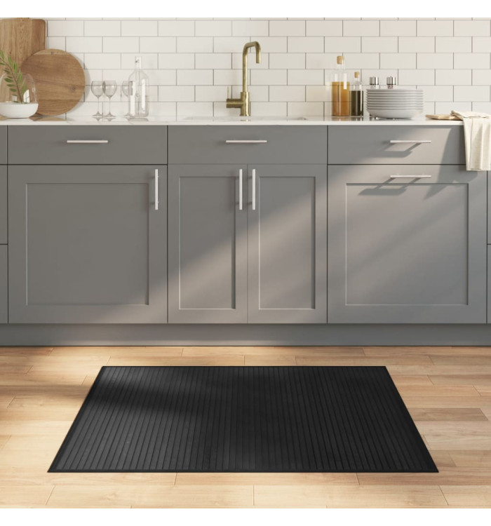 Tapis rectangulaire noir 80x100 cm bambou | Mobilier & Déco