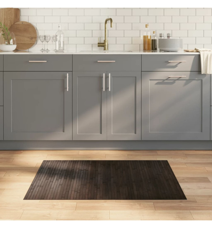 Tapis rectangulaire marron foncé 70x100 cm bambou | Mobilier & Déco