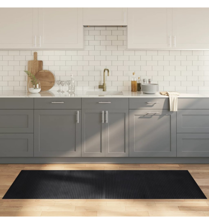 Tapis rectangulaire noir 80x200 cm bambou | Mobilier & Déco