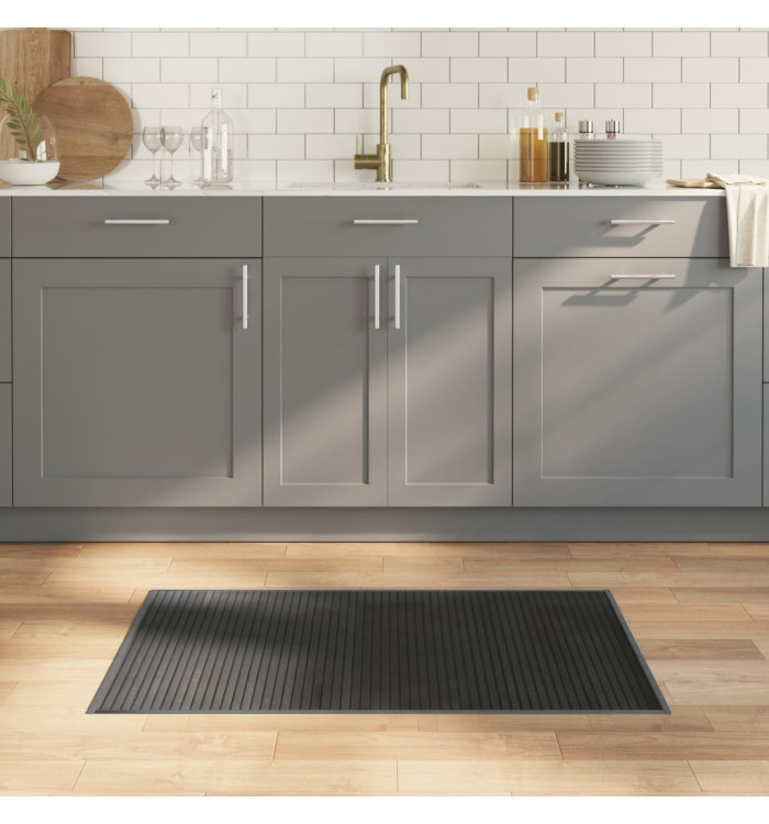 Tapis rectangulaire gris 60x100 cm bambou | Mobilier & Déco