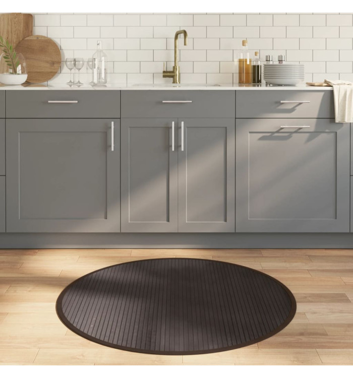 Tapis rond marron foncé 100 cm bambou | Mobilier & Déco