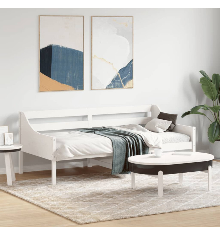 Lit de jour sans matelas blanc 90x190 cm bois de pin massif | Mobilier & Déco