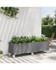 Jardinière à roulettes gris clair 160x50x54 cm PP | Mobilier & Déco