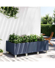 Jardinière à roulettes bleu gris 150x80x54 cm PP | Mobilier & Déco