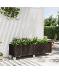 Jardinière à roulettes marron 160x50x54 cm PP | Mobilier & Déco