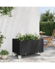 Jardinière à roulettes noir 80x50x54 cm PP | Mobilier & Déco