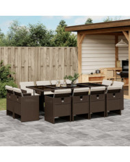 Ensemble à manger de jardin avec coussins 13 pcs marron rotin | Mobilier & Déco