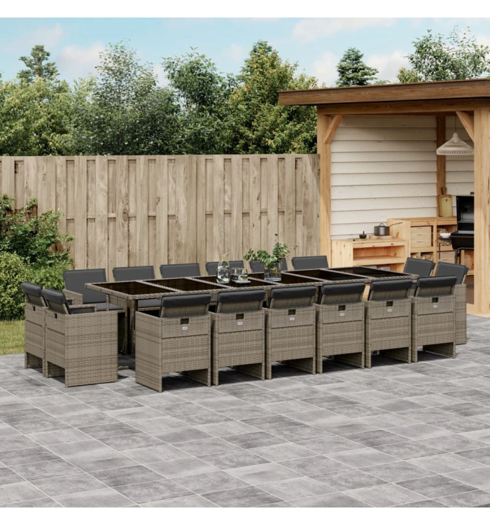Ensemble à manger de jardin 17 pcs et coussins résine tressée | Mobilier & Déco