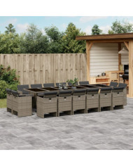 Ensemble à manger de jardin 17 pcs et coussins résine tressée | Mobilier & Déco