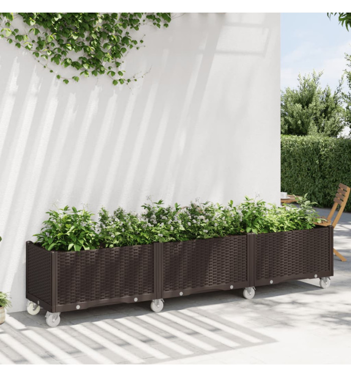 Jardinière à roulettes marron 240x50x54 cm PP | Mobilier & Déco
