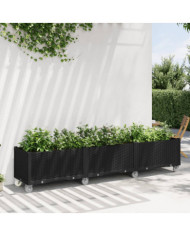 Jardinière à roulettes noir 240x50x54 cm PP | Mobilier & Déco