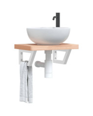 Étagère de vasque murale acier et bois massif de hêtre | Mobilier & Déco