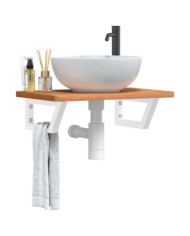 Étagère de vasque murale acier et bois massif de hêtre | Mobilier & Déco
