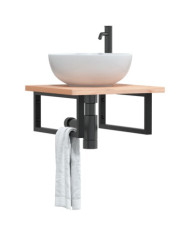 Étagère de vasque murale acier et bois massif de hêtre | Mobilier & Déco